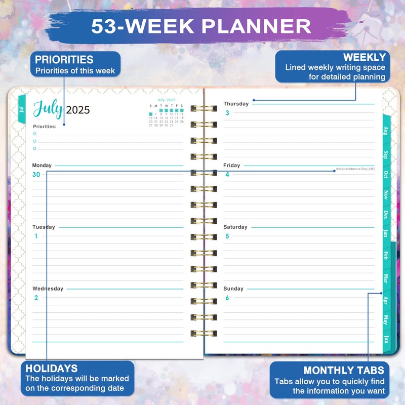 MaaIbok 2025-2026 Planner - Planner 2025-2026 Daily Weekly and Monthly, Jul 2025 - Jun 2026, Academic Planner 2025-2026, 12 Monthly Tabs, 6.3    8.4, Inner Pocket, Hardcover, Perfect for Organization - Image 4